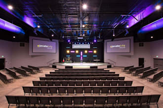 create church floor plan, 2d layout, seating, stage and gym design