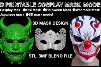design 3d printable cosplay mask helmet armor 3d  halloween oni mask stl file