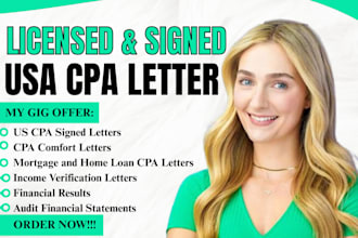 prepare and sign US CPA comfort letter audit financial statement profit and loss