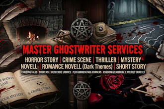 ghostwrite horror story, thriller, crime scene, mystery, and dark romance novel