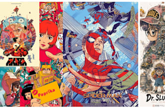 draw 2d comic book cover retro vintage comic movie poster and cover art