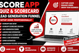 build quiz app, quiz funnel or scorecard for score app and crm erp app software