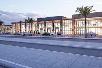 design multi tenant retail store for marketing,retail complex design,mall render