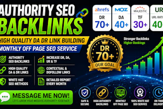 do authority SEO backlink high quality da dr link building off page service dr70