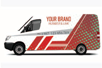 desing professional van truck banner and vehicle warp