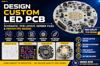 design custom led pcb, schematic, pcb layout, gerber files and prototype design