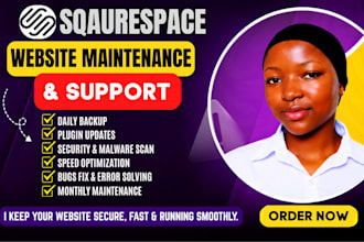 provide squarespace website maintenance, updates, and support