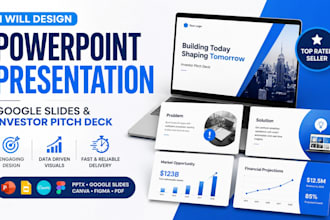 design investor pitch deck, powerpoint and google slides