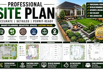 draw architectural site plan plot plan master plan property map for city permit