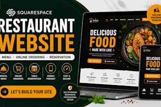 design restaurant website, menu, online ordering and booking with squarespace