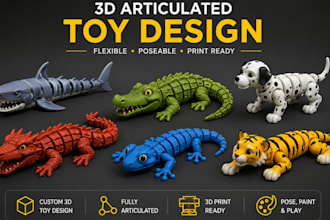 sculpt custom toy, flexi dragon, animal and bjd doll for 3d printing