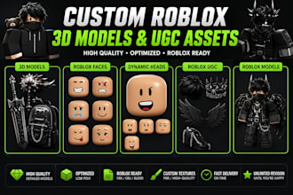 create high quality roblox ugc, 3d model, dynamic head, roblox face, and custom