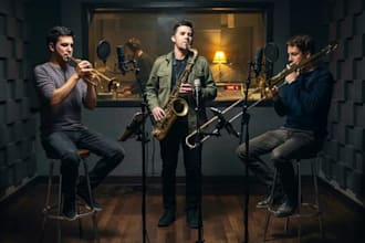 record brass horns trumpet, saxophone and trombone for your country song