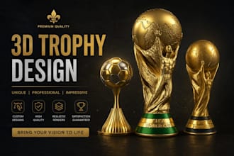 create custom 3d trophy, award and medal design for 3d printing and cad modeling