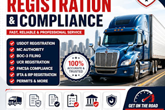 handle truck registration, dot, mc, boc 3, ucr and fmcsa compliance
