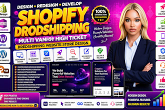 build redesign shopify multi vendor highticket dropshipping website store design