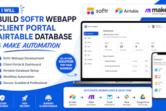build softr webapp client portal airtable database and make automation