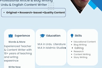 write engaging blog articles in urdu and english