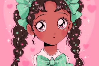 draw 80s and 90s japanese anime style illustration
