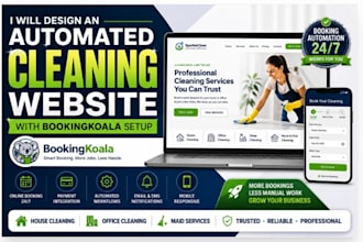 design an automated bookingkoala cleaning website for house maid office cleaning