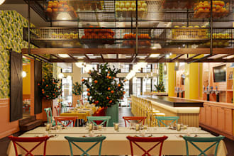 renew3d modern industrial restaurant,cafe render,bar shop,bistro interior design