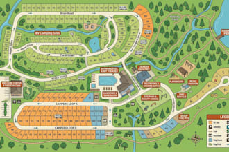 design tourist map, location map, rv park map, cartography map