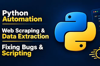 write python script for automation, web scraping, and bug fixing