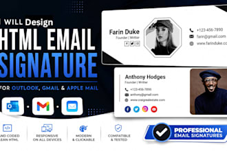 build html email signature for outlook, gmail signature, iphone