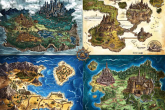 draw high quality professional fantasy map for dnd campaign, roleplaying, books