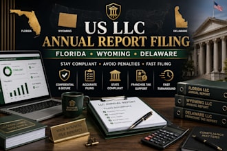 handle your llc annual report for US llc in florida wyoming delaware franchise
