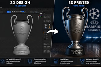 design custom 3d trophy award medal cup coin model for 3d printing stl in zbrush
