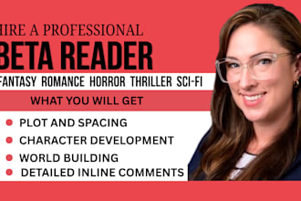 beta read your fantasy or romance novel with critique and inline feedback