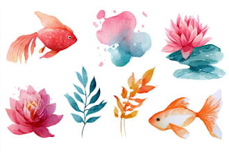 create beautiful watercolor clipart for commercial use