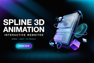 create 3d character spline animation, interactive website and 3d web design,