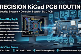 design kicad pcb routing for embedded systems, controller boards, smd pcb