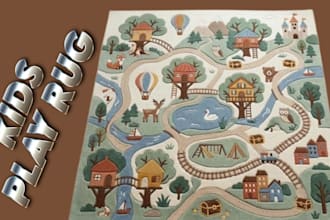 design custom kids rug, baby play mat, nursery rug and educational playmat