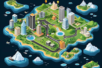 draw vector map or isometric map in illustrator