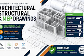 do architectural plan structural and mep drawings in tennessee illinois pa MD vt