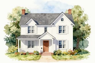 paint watercolor house portrait
