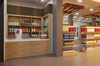 remodel 3d supermarket interior design, grocery store layout, gondola shelving