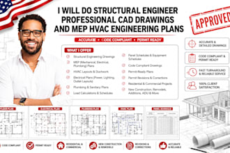 structural engineer professional cad drawings and mep hvac engineering plans