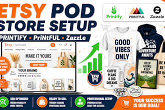 setup etsy shop zazzle printify printiful integration upload digital for pod