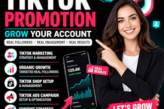 tiktok promotion, grow tiktok, organic tiktok, tiktok marketing, tiktok manager