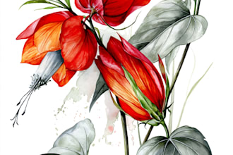 hand drawn botanical illustration, flower, plant