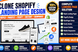 clone shopify landing page design using replo pagefly foxify instant gempages