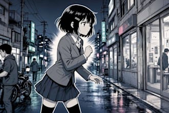draw comic book page, manga comic illustration,