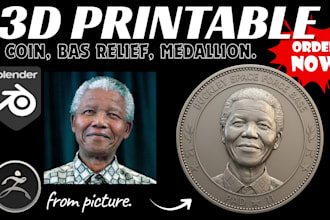 3d sculpt high quality printable coin bas relief medallion cnc engraving zbrush