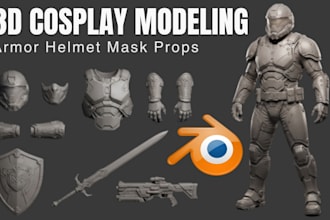 design custom 3d cosplay armor, helmet, mask, props stl for 3d printing