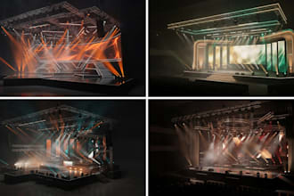 create 3d stage lighting design, dmx programming and event visualization