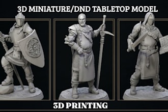 sculpt custom 3d miniature, dnd character, tabletop stl for 3d printing